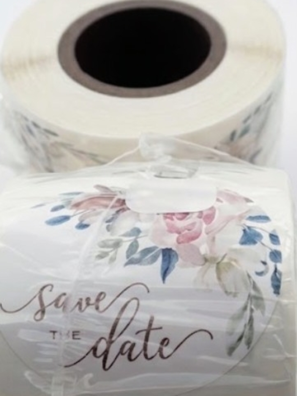 Floral 'Save the Date' Sticker Seals - White and Pink